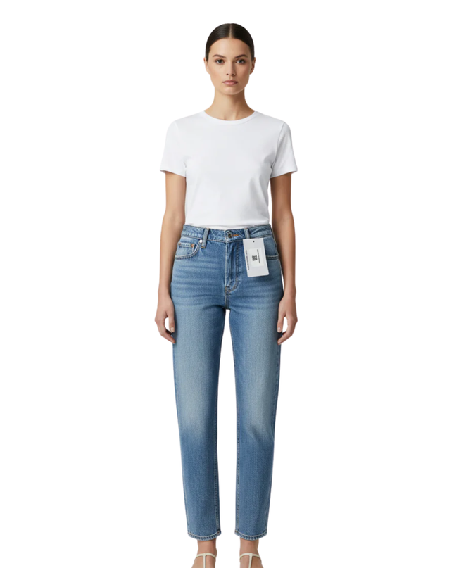 Bershka Blue High-Waisted Distressed Skinny Jeans