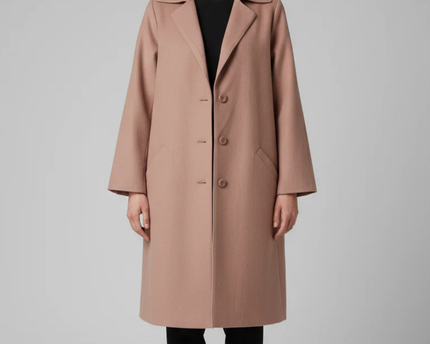 Mauve Notched Lapel Mid-Length Coat