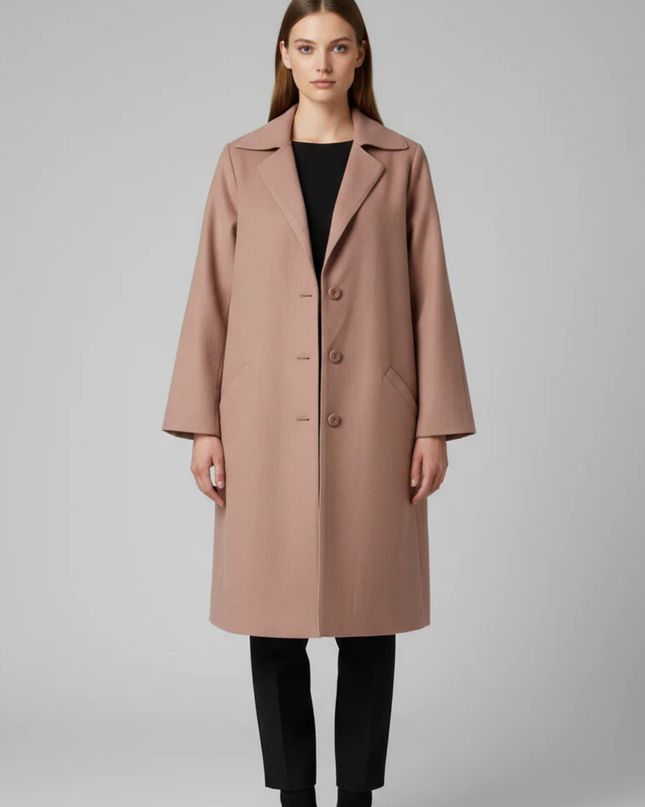 Mauve Notched Lapel Mid-Length Coat