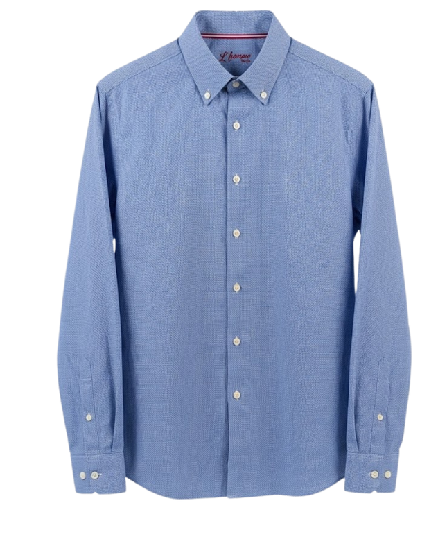 L'Homme by ELLE Blue Micro-Dot Long Sleeve Button-Down Shirt