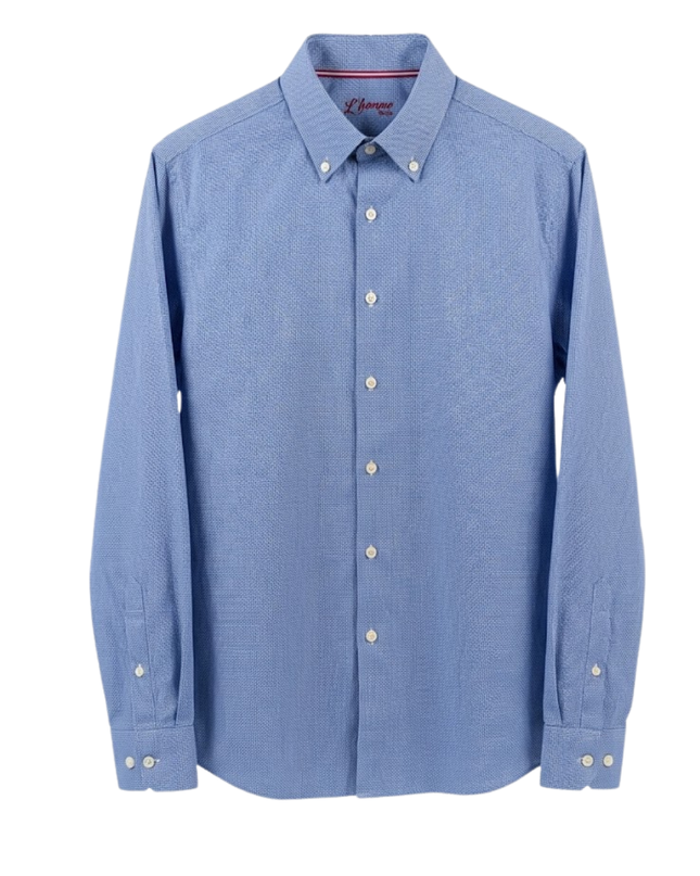 L'Homme by ELLE Blue Micro-Dot Long Sleeve Button-Down Shirt