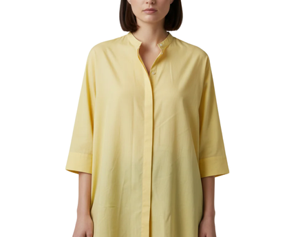 Uterqüe Yellow Oversized Cotton Blouse