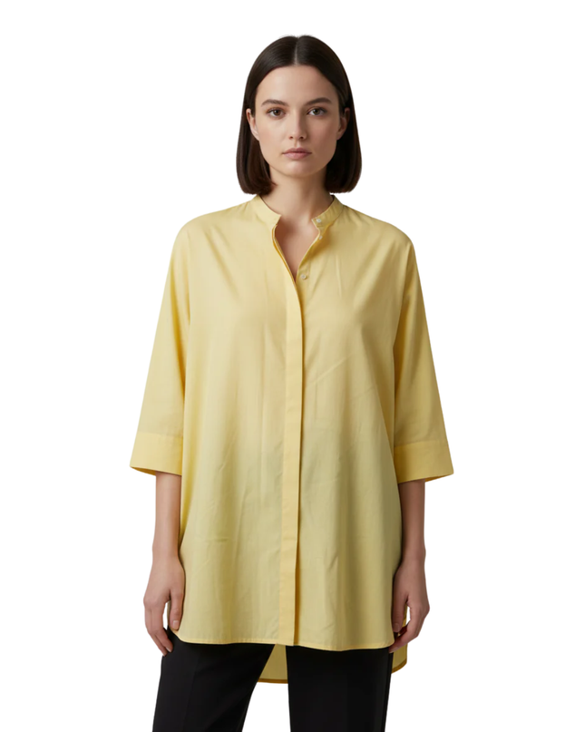Uterqüe Yellow Oversized Cotton Blouse