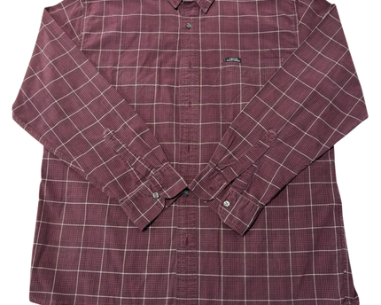 Chaps Ralph Lauren Burgundy Grid Check Cotton Button-Down Shirt