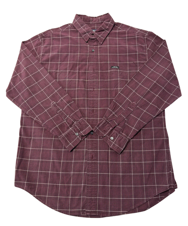 Chaps Ralph Lauren Burgundy Grid Check Cotton Button-Down Shirt