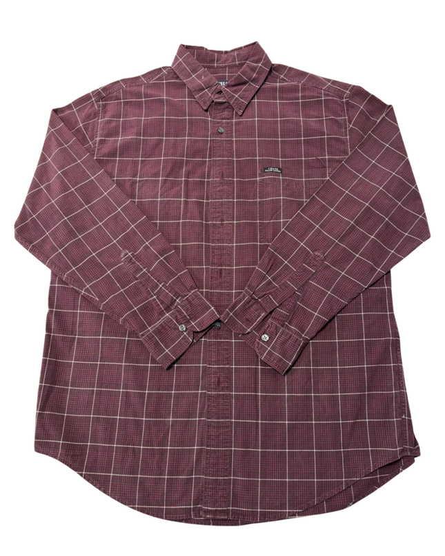 Chaps Ralph Lauren Burgundy Grid Check Cotton Button-Down Shirt