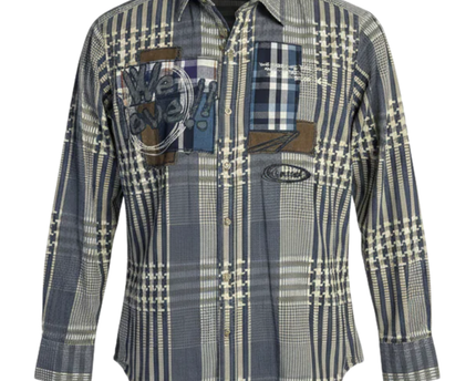 Desigual Navy Patchwork Long Sleeve Shirt