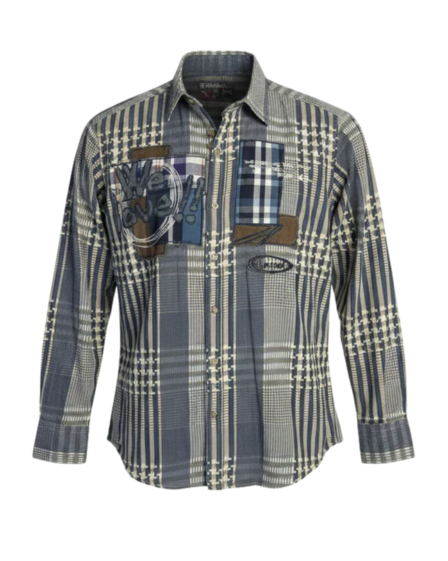 Desigual Navy Patchwork Long Sleeve Shirt