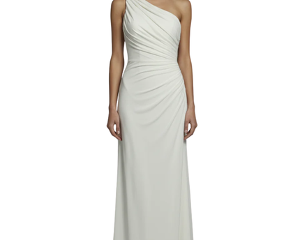 Lauren Ralph Lauren White Ruched One-Shoulder Evening Gown