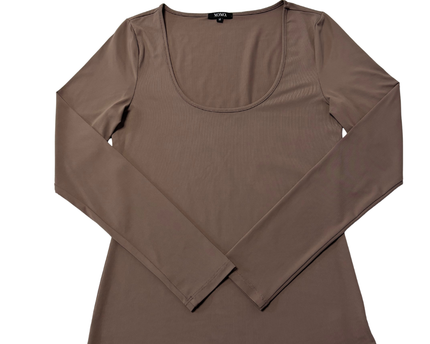 XOXO Brown Scoop Neck Long Sleeve Top