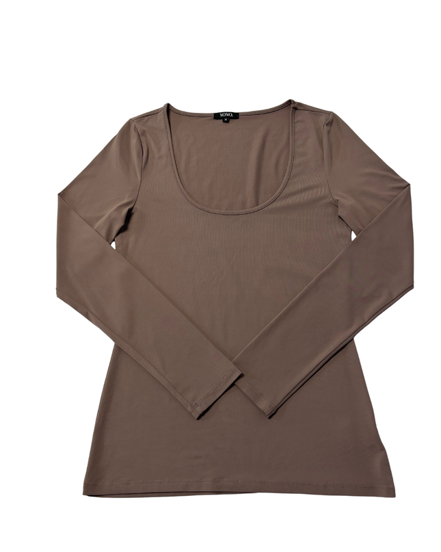 XOXO Brown Scoop Neck Long Sleeve Top