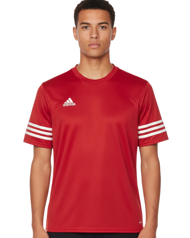 Adidas Red Three Stripes Sports T-Shirt