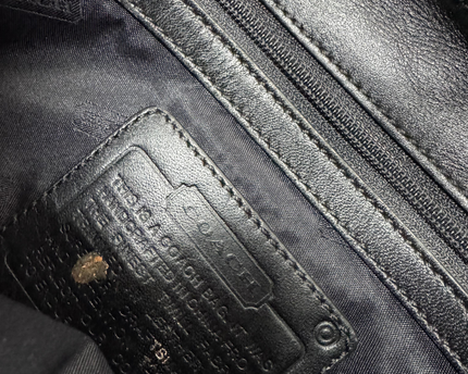 Coach Navy Nylon and Leather Shoulder Bag