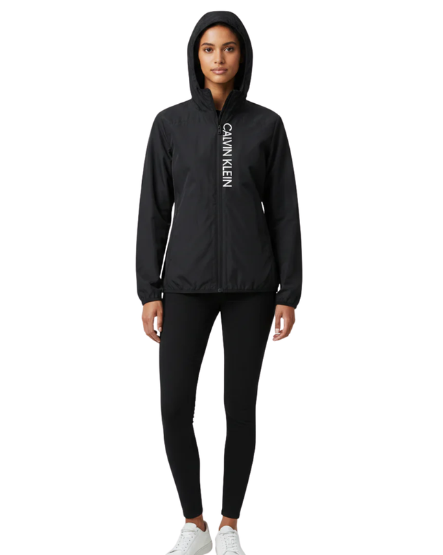Calvin Klein Black Performance Hooded Windbreaker Sports Jacket