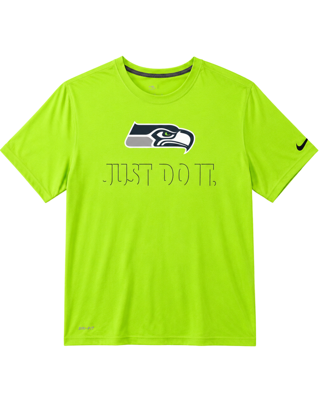 Nike Neon Green Seattle Seahawks NFL Just Do It Sports T-Shirt