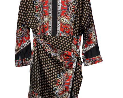Zara Multicolor Paisley Print Wrap Mini Dress
