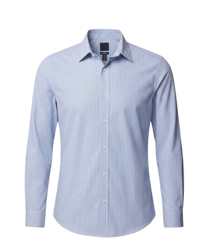 H&M Blue/White Striped Slim Fit Easy Iron Shirt