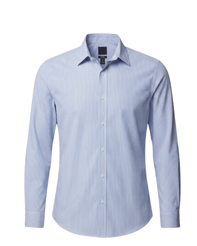 H&M Blue/White Striped Slim Fit Easy Iron Shirt