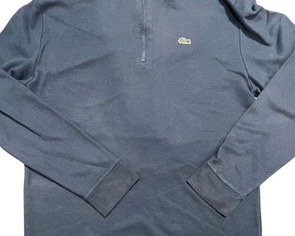 Lacoste Navy Blue Quarter-Zip Piqué Sweater