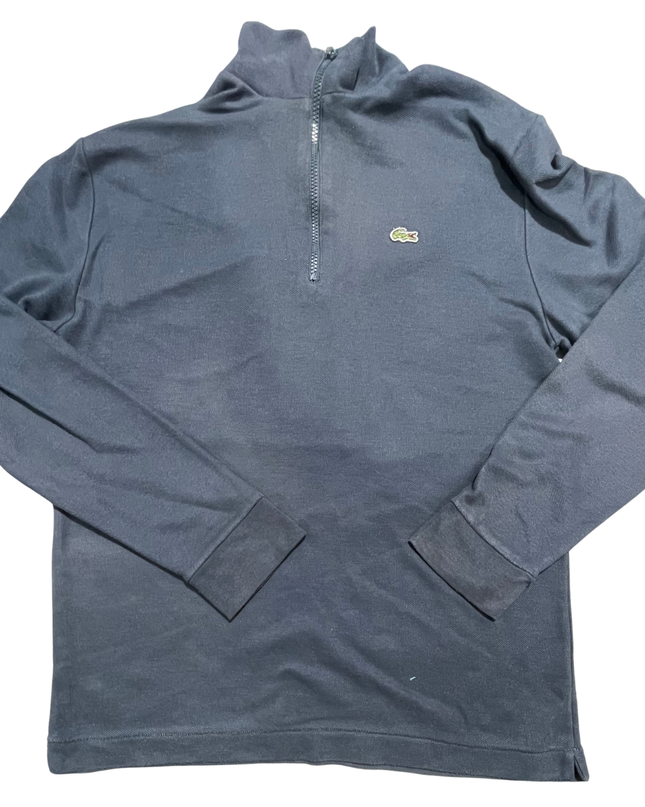 Lacoste Navy Blue Quarter-Zip Piqué Sweater