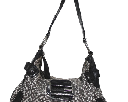 Guess Black & Grey Patterned Monogram Shoulder Bag