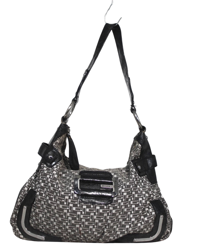 Guess Black & Grey Patterned Monogram Shoulder Bag