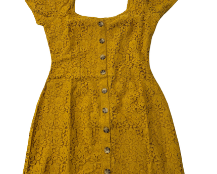 Abercrombie & Fitch Yellow Lace Button-Down Mini Dress