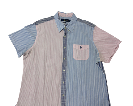 Ralph Lauren Multicolor Patchwork Seersucker Short Sleeve Shirt