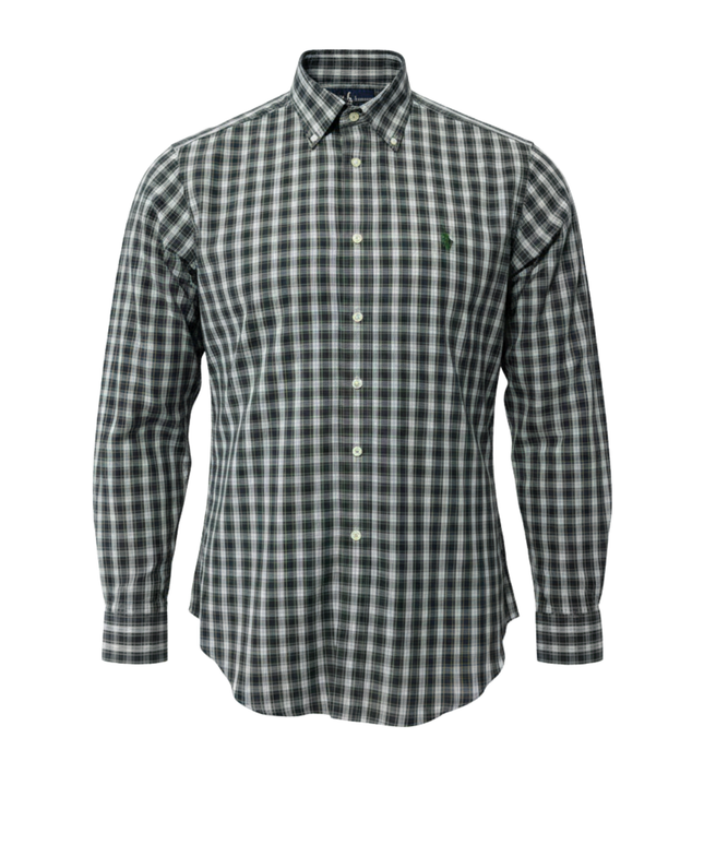 Ralph Lauren Green and Navy Plaid Classic Fit Button-Down Shirt