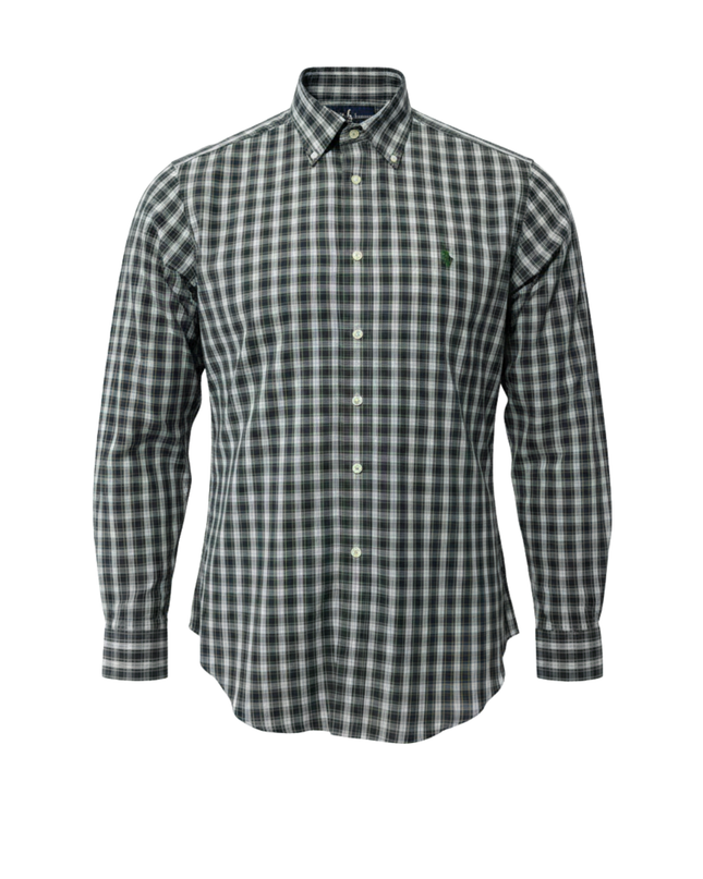 Ralph Lauren Green and Navy Plaid Classic Fit Button-Down Shirt