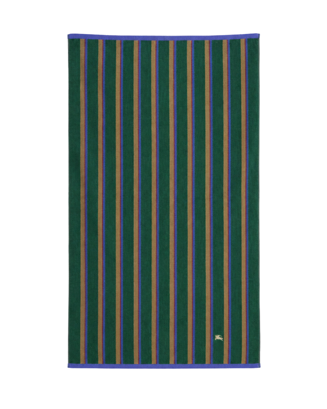 Vintage Burberrys Green Striped Terry Cloth Bath Towel W/Box