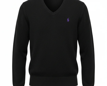 Polo Ralph Lauren Black Pima Cotton Slim Fit V-Neck Sweater