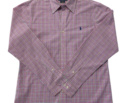 Ralph Lauren Pink Plaid Slim Fit Non-Iron Shirt