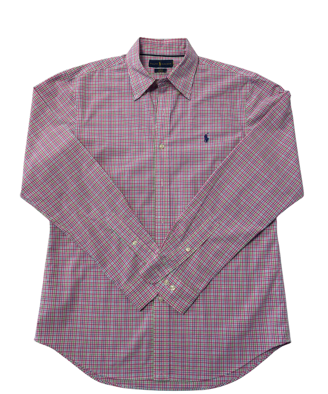 Ralph Lauren Pink Plaid Slim Fit Non-Iron Shirt