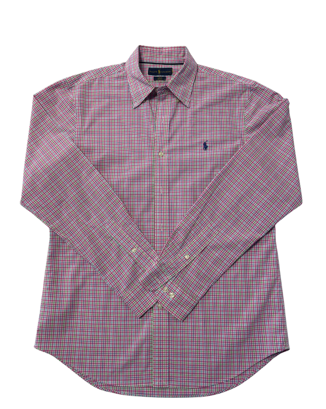 Ralph Lauren Pink Plaid Slim Fit Non-Iron Shirt