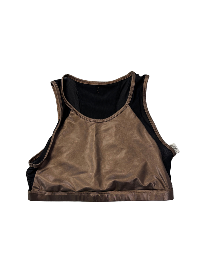 Fabletics Bronze Metallic High-Neck Sports Bra