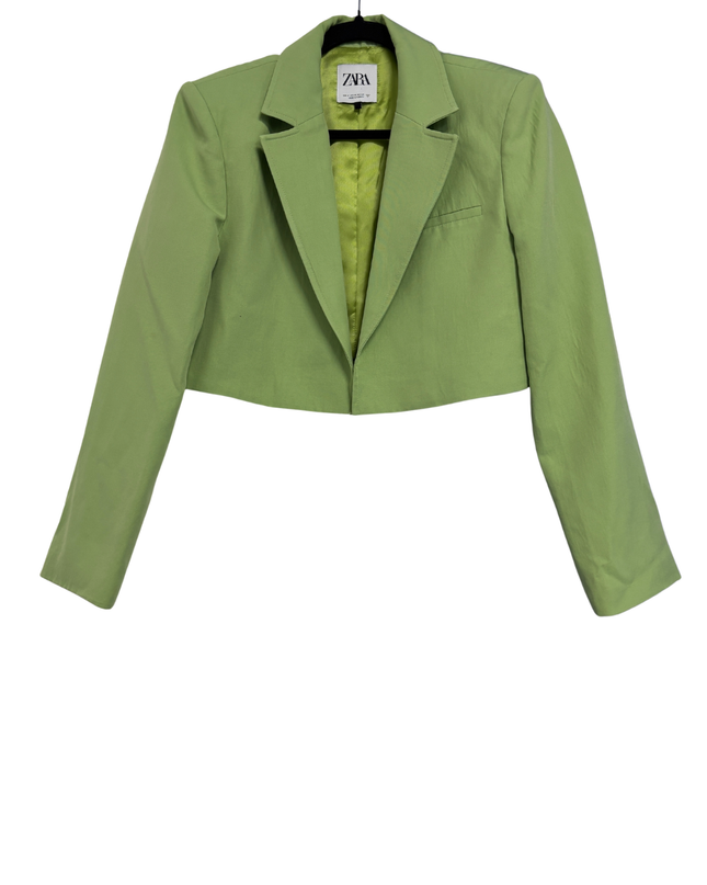 Zara Bright Green Cropped Blazer