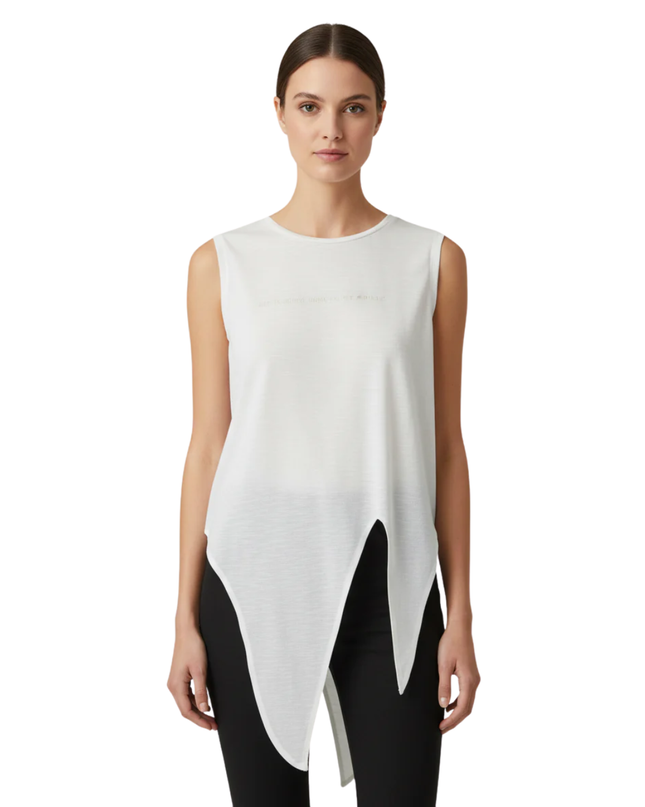 MNG White Sleeveless Tie-Front Top