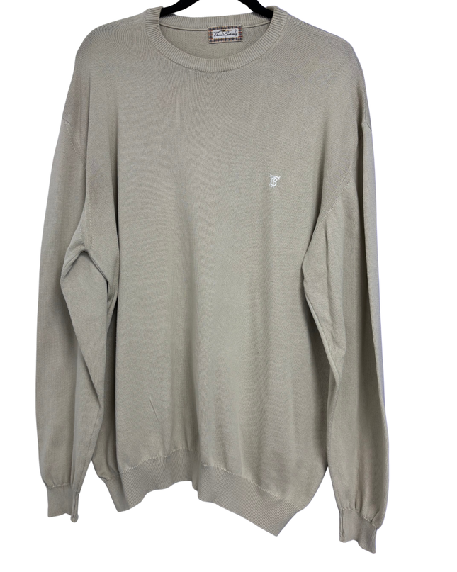 Thomas Burberry Beige Crew Neck Knit Sweater