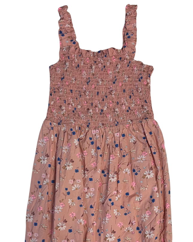 H&M Pink Floral Smocked Bodice Tiered Dress