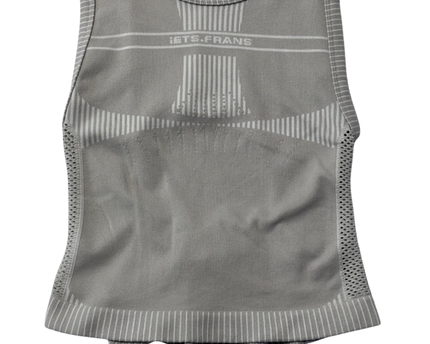 Iets Frans Grey Ribbed Open Back Mesh Crop Top