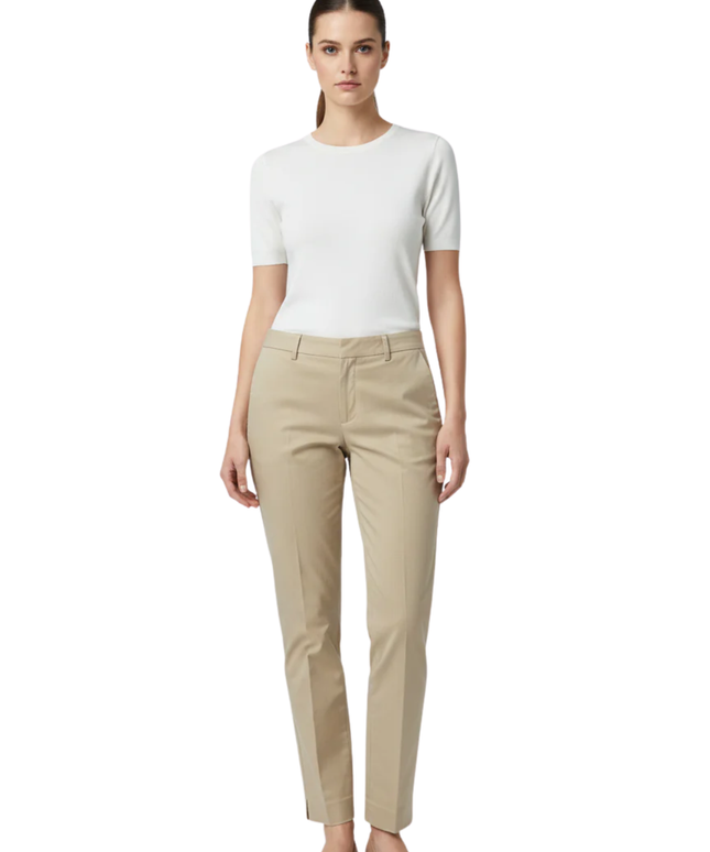 Zara Beige Tailored Straight Leg Trousers