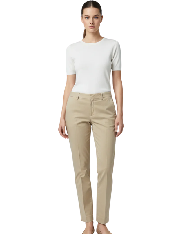 Zara Beige Tailored Straight Leg Trousers