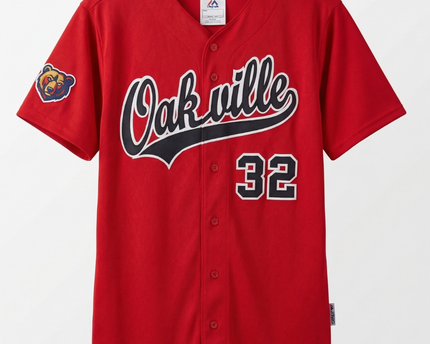 Majestic Red Oakville 32 Button-Up Baseball Jersey