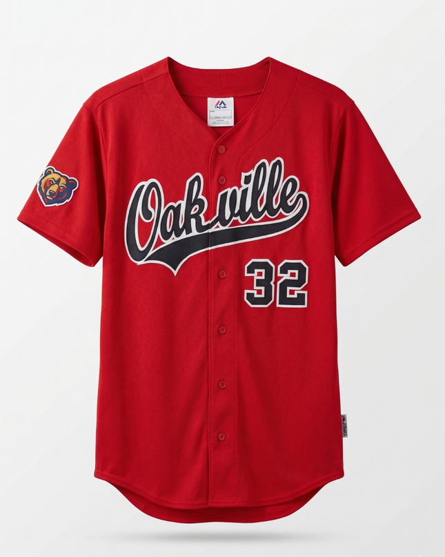 Majestic Red Oakville 32 Button-Up Baseball Jersey