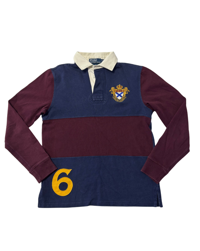 Polo Ralph Lauren Blue & Burgundy Striped Rugby Shirt