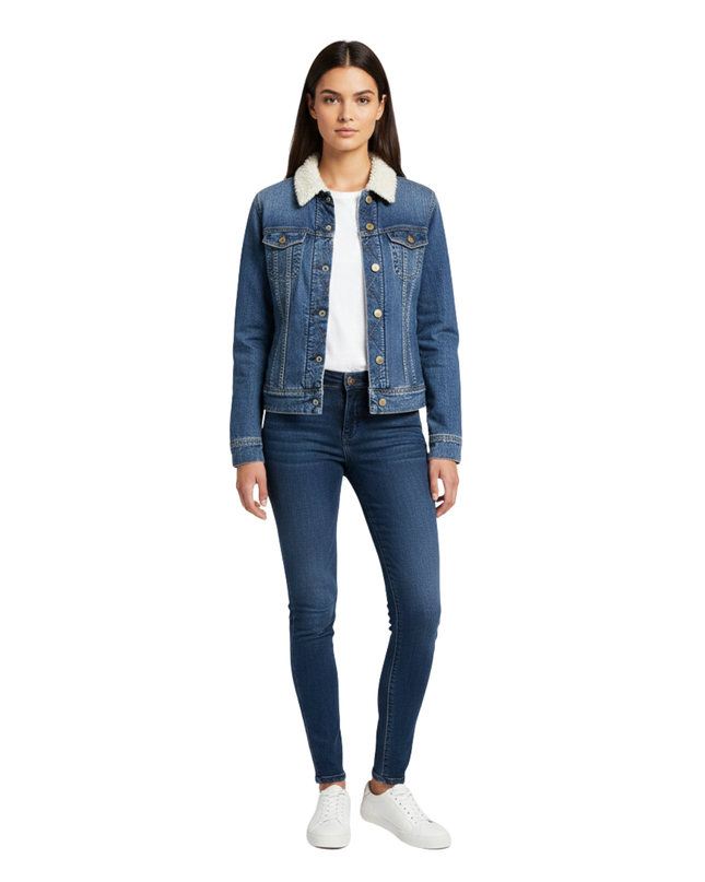 Lee Blue Denim Sherpa Collar Jacket