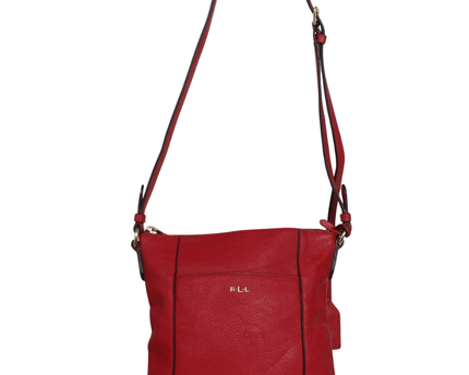 Lauren Ralph Lauren Red Pebbled Leather Crossbody Bag