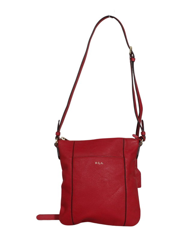 Lauren Ralph Lauren Red Pebbled Leather Crossbody Bag
