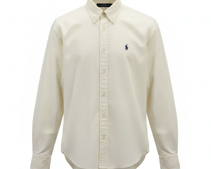 Ralph Lauren Sport Cream Polo Player Long Sleeve Shirt